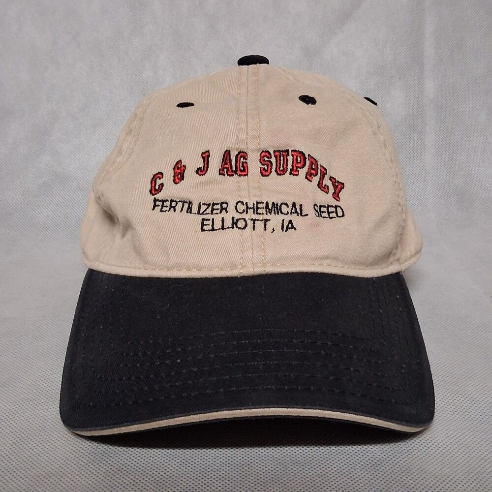 Otto Baseball Cap Hat C&J Ag Supply Fertilizer Feed Elliot IA Beige Adjustable